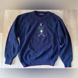 Isle of Cotton vintage made in USA 100% cotton embroidered golf sweater -  large